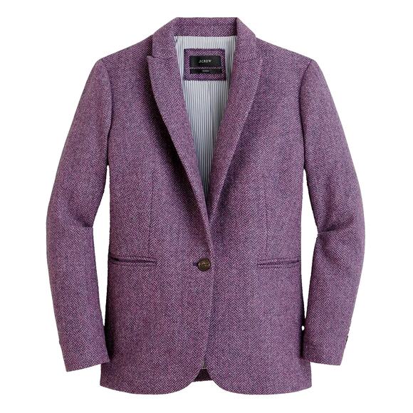 J. Crew Parke Blazer in Purple Herringbone English Wool Size 20 - Picture 1 of 14